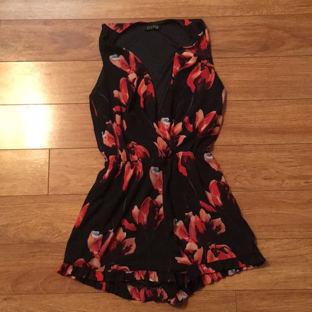 Floral black romper